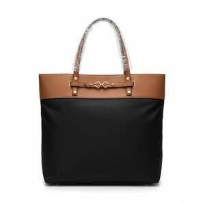 C. Wonder Signature Initial Tote Bag Black/Saddle Brown OS